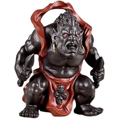 Yixing Sculpture Home Decoration Two Guardians of Ham and Ha Tea Ornaments Chinese Traditional Character God Beast Lingyuan Mine
