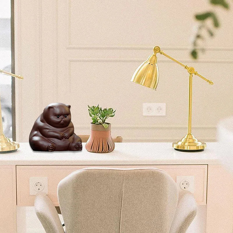 Yixing Superior Purple Clay Tea Pet Cute Cat Desktop Ornaments Handmade Sculpture Car Decoration Gift for Girlfriend