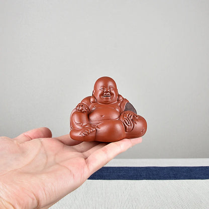 Yixing Tea Carve Tea Tray Ornaments Accessories Raw Ore Handmade Boutique Supportable Purple Sand Smiling Buddha Happy Buddha Ma