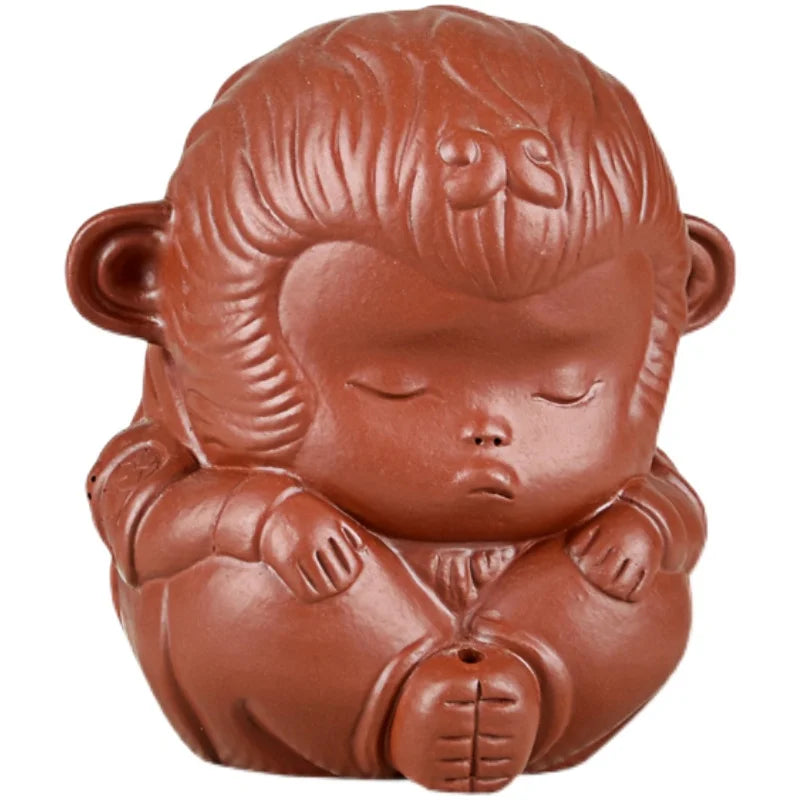 Yixing Tea Tray Tea Pitcher Tea set Purple Sand Meditation Monkey Tea Ornaments Incense holder Boutique Zodiac Monkey Raw Ore Ha