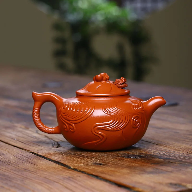 Yixing Teapot Original Ore Purple Sand Pot, Purely Handmade, Zhu Mud Hualong, Yunlong Zisha, Chinese Teaware, Drinkware for Tea