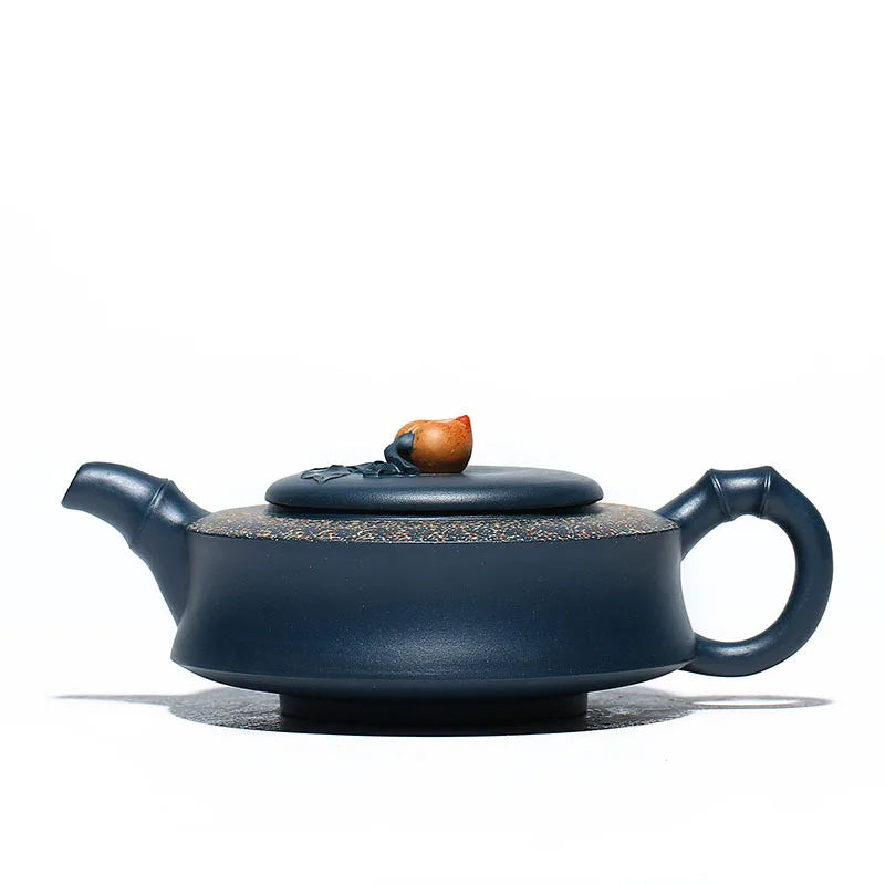 Yixing Teapot Wholesale Raw Ore Blackish Green Clay Bamboo Joint Longevity Peach Purple Clay Pot Regular Moon Red Handmade Teapo