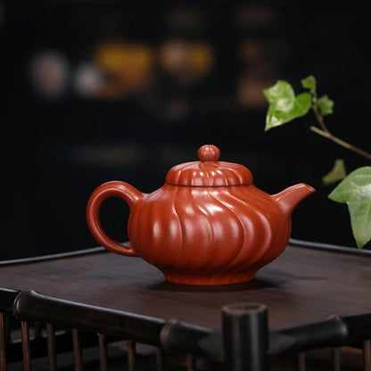 Yixing Tendon Pattern Fengling Purple Clay Handmade Teapot, Zisha Teapot, Kung-Fu Teaware, Purple Clay Drinkware