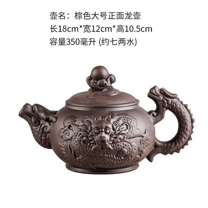 Yixing Zisha Ceramic Teapot Large Capacity Pure Handmade Plum Blossom Dragon Phoenix Teapot Household Large Kungfu Tea Set