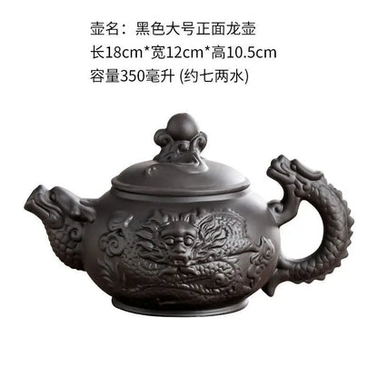 Yixing Zisha Ceramic Teapot Large Capacity Pure Handmade Plum Blossom Dragon Phoenix Teapot Household Large Kungfu Tea Set