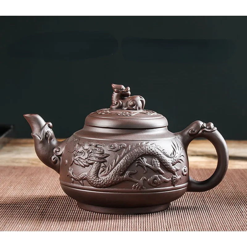 Yixing Zisha Ceramic Teapot Large Capacity Pure Handmade Plum Blossom Dragon Phoenix Teapot Household Large Kungfu Tea Set