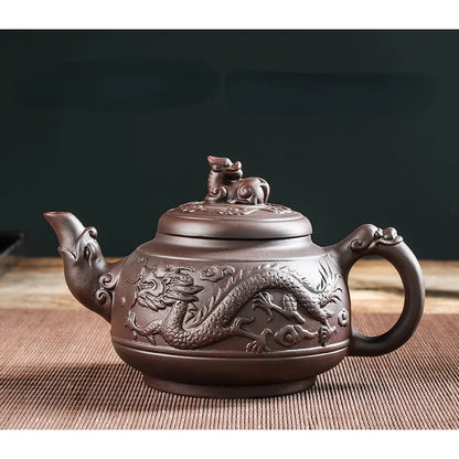 Yixing Zisha Ceramic Teapot Large Capacity Pure Handmade Plum Blossom Dragon Phoenix Teapot Household Large Kungfu Tea Set