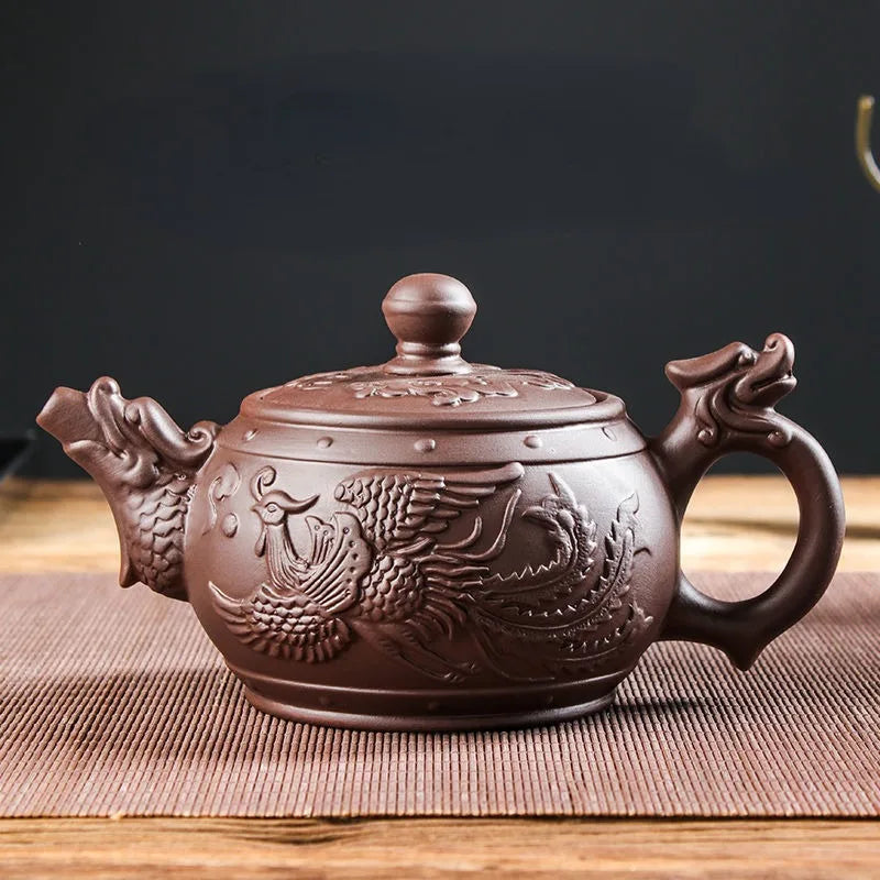 Yixing Zisha Ceramic Teapot Large Capacity Pure Handmade Plum Blossom Dragon Phoenix Teapot Household Large Kungfu Tea Set