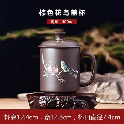Yixing Zisha Ceramic Water Cup with Cover, Pure Handmade Tea Cup, Liner Filter, Office Kungfu Tea Set