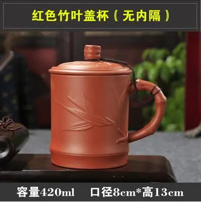 Yixing Zisha Ceramic Water Cup with Cover, Pure Handmade Tea Cup, Liner Filter, Office Kungfu Tea Set
