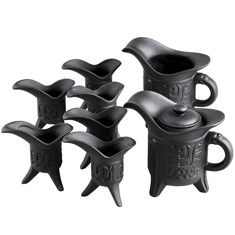 Yixing Zisha Chinese Tea Set, Army General Teapot, Tea Cup, Retro Office Teaset, Sea Ceramic, Home Tea Ceremony, 8Pcs Set