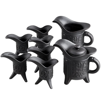 Yixing Zisha Chinese Tea Set, Army General Teapot, Tea Cup, Retro Office Teaset, Sea Ceramic, Home Tea Ceremony, 8Pcs Set