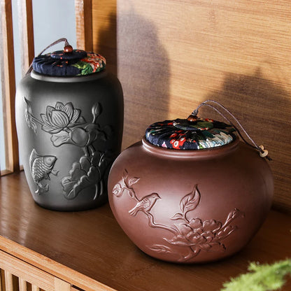 Yixing-Zisha Chinese-style Tea Caddy, Large Hand-Sealed Tea Storage Pot, Moisture-Proof Pu'er Tea Canister
