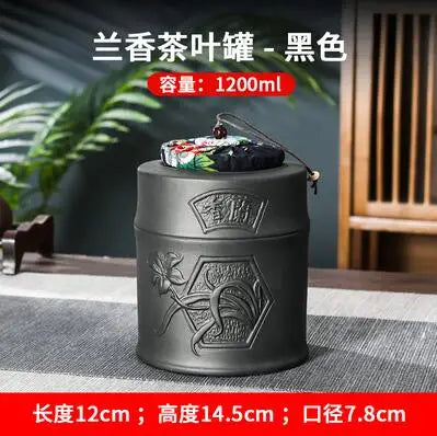Yixing-Zisha Chinese-style Tea Caddy, Large Hand-Sealed Tea Storage Pot, Moisture-Proof Pu'er Tea Canister