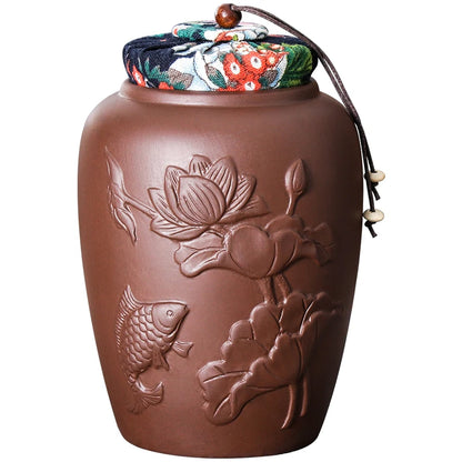 Yixing-Zisha Chinese-style Tea Caddy, Large Hand-Sealed Tea Storage Pot, Moisture-Proof Pu'er Tea Canister