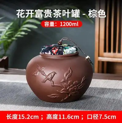 Yixing-Zisha Chinese-style Tea Caddy, Large Hand-Sealed Tea Storage Pot, Moisture-Proof Pu'er Tea Canister