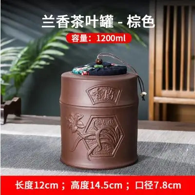 Yixing-Zisha Chinese-style Tea Caddy, Large Hand-Sealed Tea Storage Pot, Moisture-Proof Pu'er Tea Canister