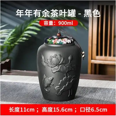 Yixing-Zisha Chinese-style Tea Caddy, Large Hand-Sealed Tea Storage Pot, Moisture-Proof Pu'er Tea Canister