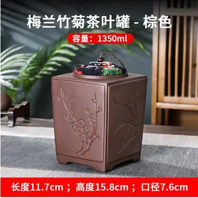 Yixing-Zisha Chinese-style Tea Caddy, Large Hand-Sealed Tea Storage Pot, Moisture-Proof Pu'er Tea Canister