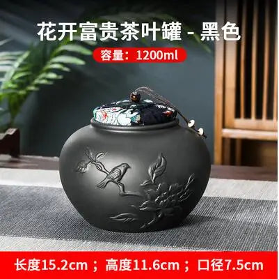 Yixing-Zisha Chinese-style Tea Caddy, Large Hand-Sealed Tea Storage Pot, Moisture-Proof Pu'er Tea Canister
