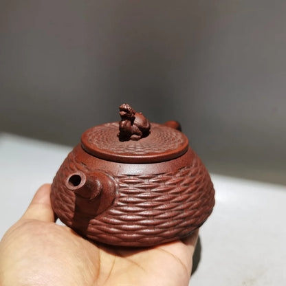 Yixing Zisha Clay Teapot Bamboo Weaving Stone Ladle Pot Gu Jingzhou 280ml