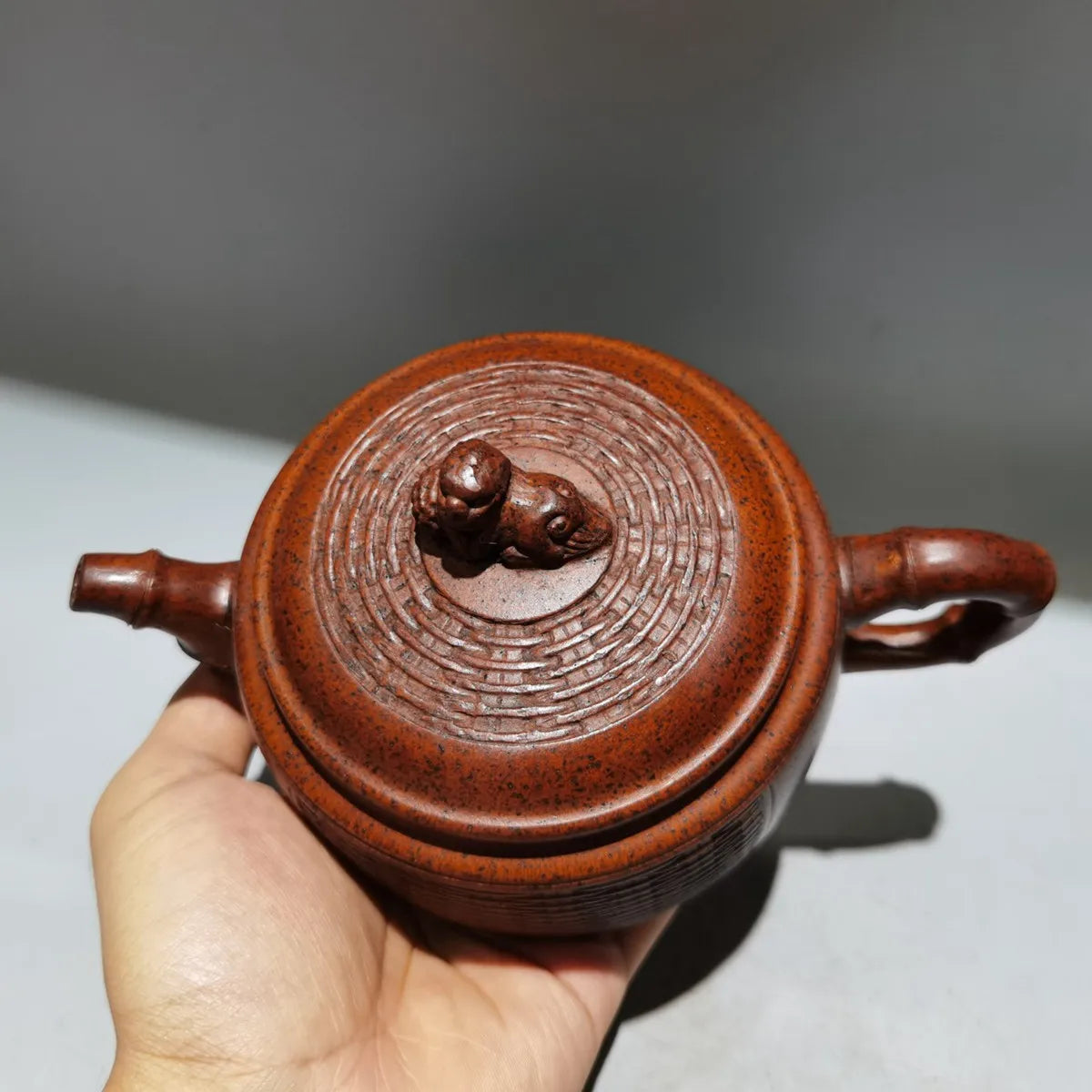 Yixing Zisha Clay Teapot Big Mouth Bamboo Woven Pot Gu Jingzhou 360ml