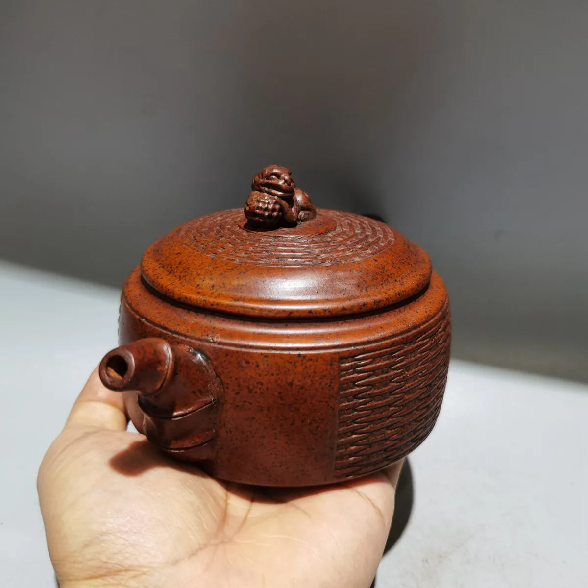 Yixing Zisha Clay Teapot Big Mouth Bamboo Woven Pot Gu Jingzhou 360ml