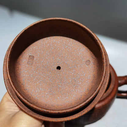 Yixing Zisha Clay Teapot Big Mouth Bamboo Woven Pot Gu Jingzhou 360ml