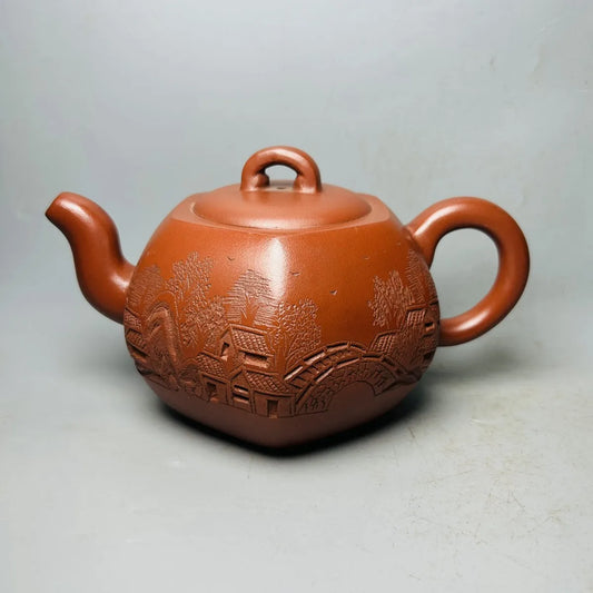 Yixing Zisha Clay Teapot  Hexagonal Hollow Carving Pot  Jinding Trademark 400ml