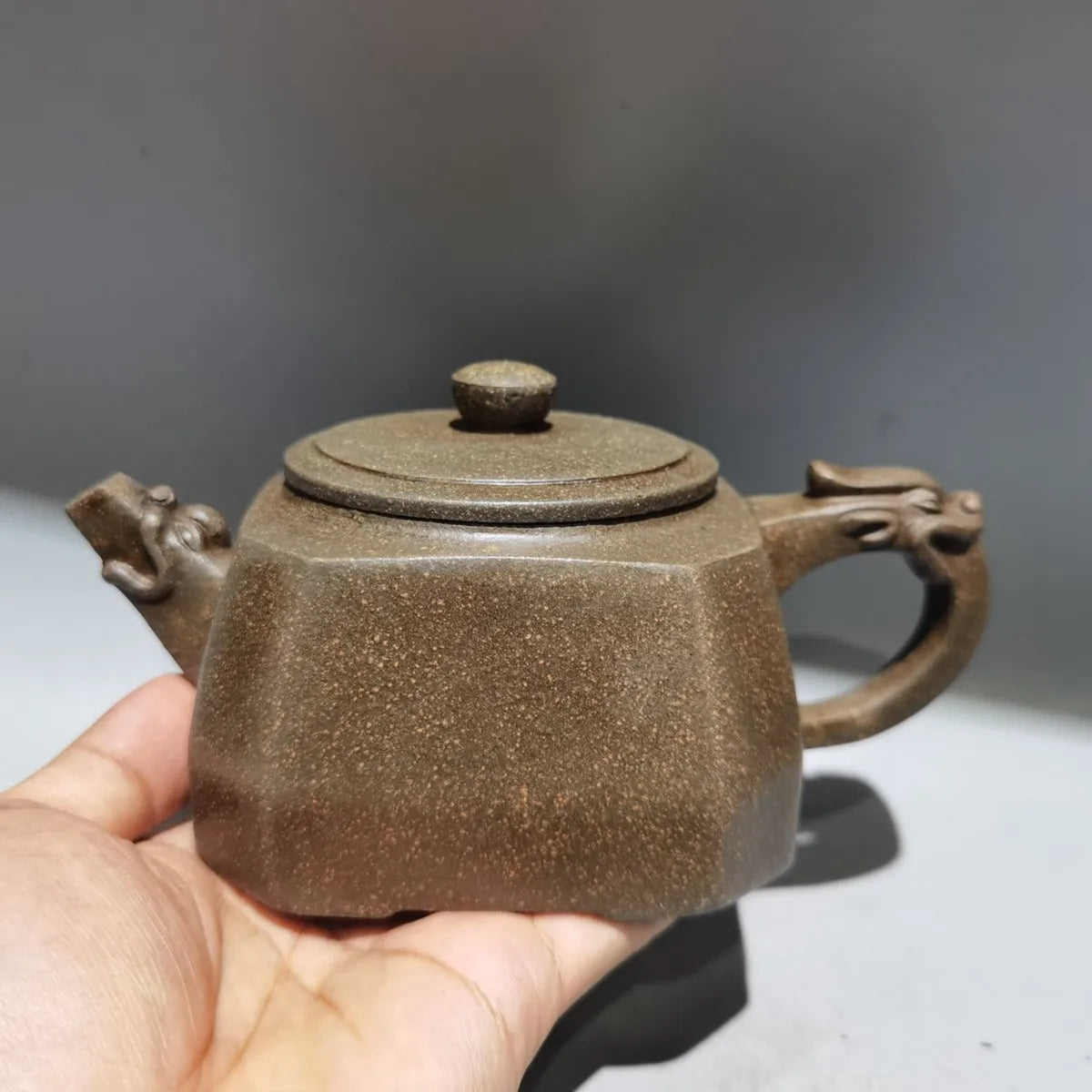 Yixing Zisha Clay Teapot Sifang Dragon Pot Zhejiang Ning Yucheng Kiln 380ml