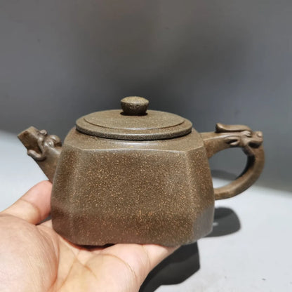 Yixing Zisha Clay Teapot Sifang Dragon Pot Zhejiang Ning Yucheng Kiln 380ml