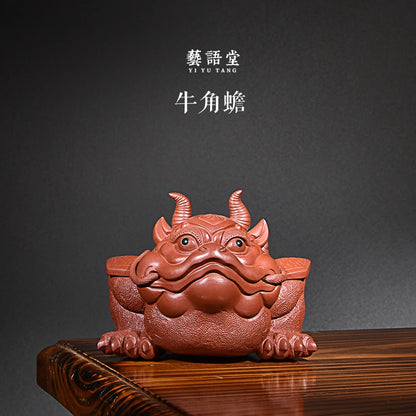 Yixing Zisha Cow Toad Lucky Toad Three-Legged Toad Boutique Raw Ore Handmade Tea Tray Utensils Large Decoration