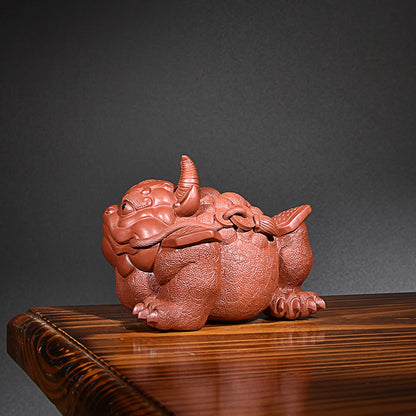 Yixing Zisha Cow Toad Lucky Toad Three-Legged Toad Boutique Raw Ore Handmade Tea Tray Utensils Large Decoration