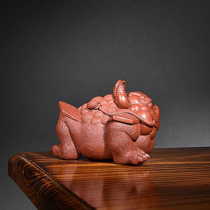 Yixing Zisha Cow Toad Lucky Toad Three-Legged Toad Boutique Raw Ore Handmade Tea Tray Utensils Large Decoration