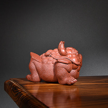 Yixing Zisha Cow Toad Lucky Toad Three-Legged Toad Boutique Raw Ore Handmade Tea Tray Utensils Large Decoration