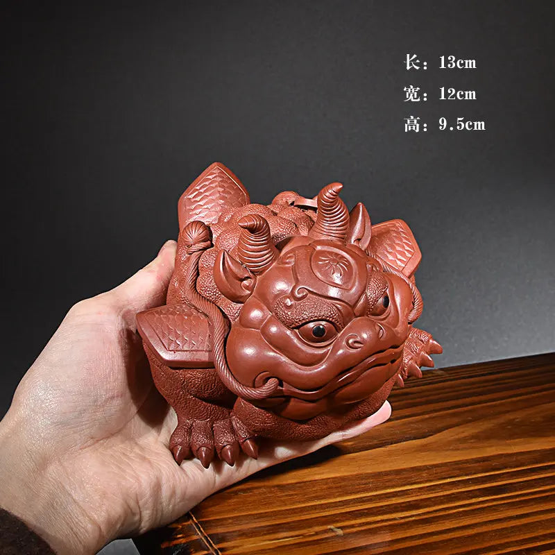 Yixing Zisha Cow Toad Lucky Toad Three-Legged Toad Boutique Raw Ore Handmade Tea Tray Utensils Large Decoration