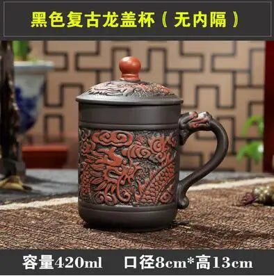 Yixing Zisha Cup Chinese Teaset Filter with covered Home Tea Mugs Creative ceramic Office coffee Mug