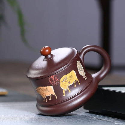 Yixing Zisha Cup Wu Niu Tu Cup with Cover Wholesale Rain Medium Sand Office Cup Handmade Tea Set Tea Cup on Behalf of the Consig