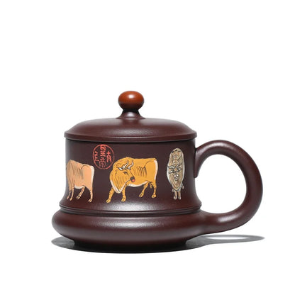 Yixing Zisha Cup Wu Niu Tu Cup with Cover Wholesale Rain Medium Sand Office Cup Handmade Tea Set Tea Cup on Behalf of the Consig