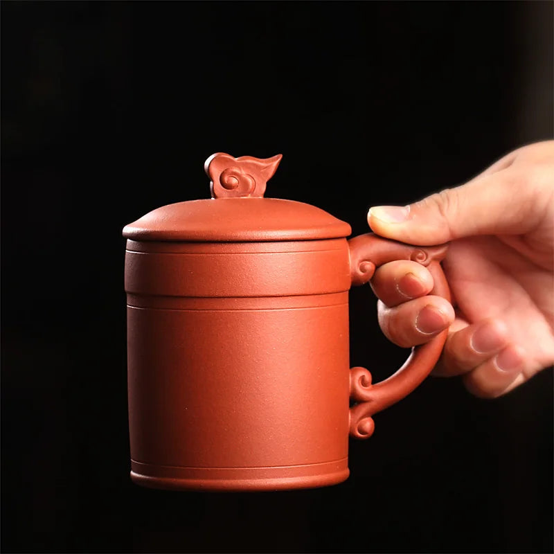 Yixing Zisha Cup cover cup office tea cup pot Kung Fu Qing cement auspicious Master Cup single cup 420cc