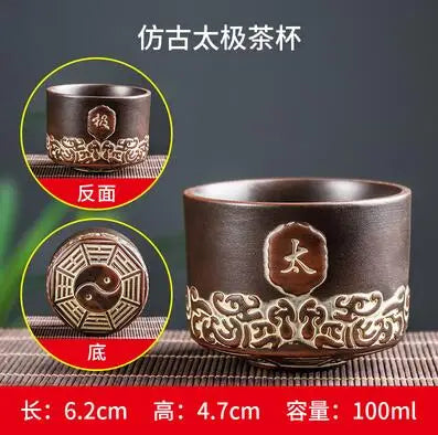 Yixing Zisha Double Dragon Tea Bowl, Large Handmade Relief, Phoenix Tea Cup, Master Cup, Tea Accessories, 3Pcs