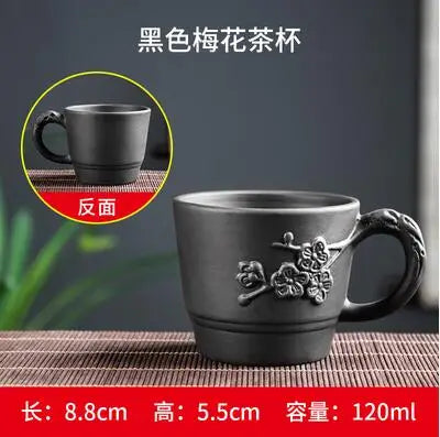 Yixing Zisha Double Dragon Tea Bowl, Large Handmade Relief, Phoenix Tea Cup, Master Cup, Tea Accessories, 3Pcs
