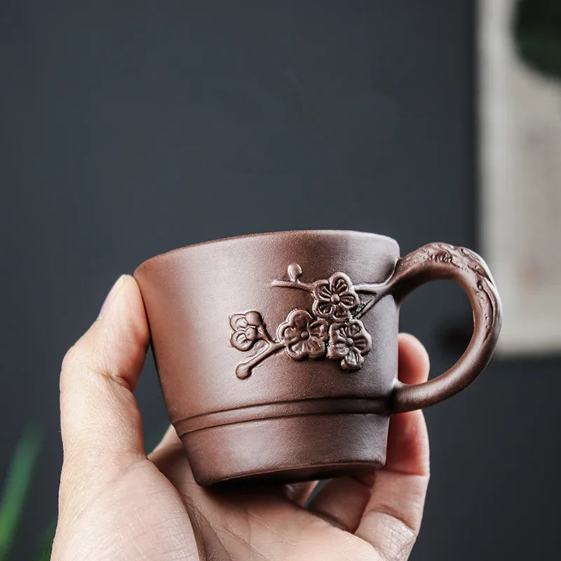 Yixing Zisha Double Dragon Tea Bowl, Large Handmade Relief, Phoenix Tea Cup, Master Cup, Tea Accessories, 3Pcs
