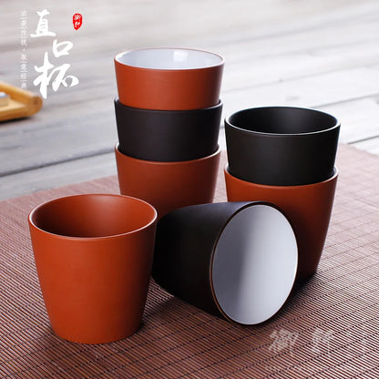 Yixing Zisha Pot Large Straight Cup, Zhu Ni Teacup Single Cup, Red, Black, Master Tea Cup, 100ml