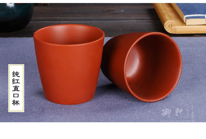 Yixing Zisha Pot Large Straight Cup, Zhu Ni Teacup Single Cup, Red, Black, Master Tea Cup, 100ml