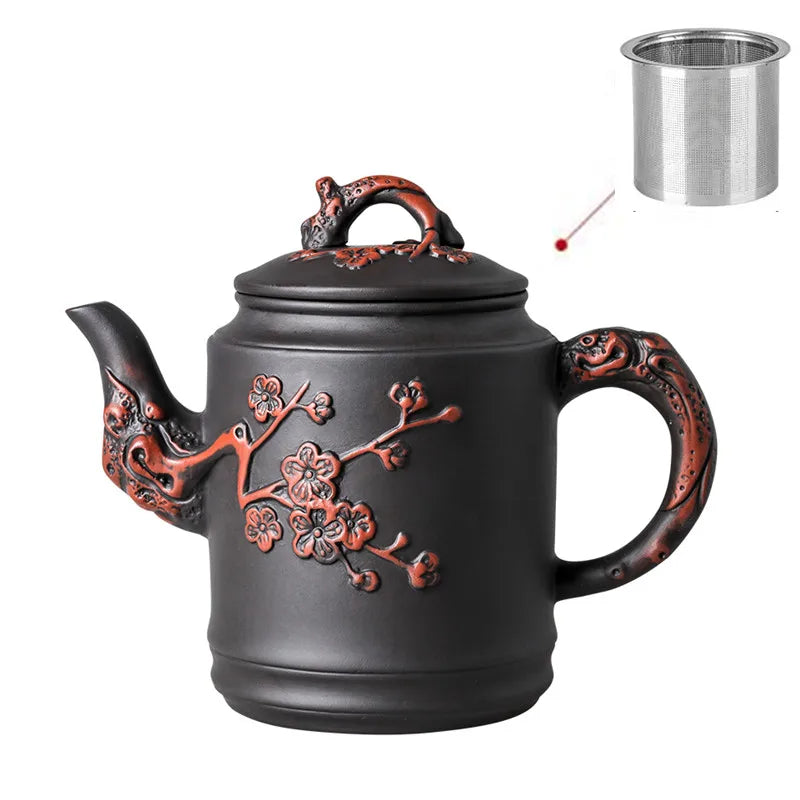 Yixing-Zisha Pot Stainless Steel Strainer Teapot, Large Capacity, Flower Tea, Single Pot, Tea Cup, Kettle Set, Home, 550ml