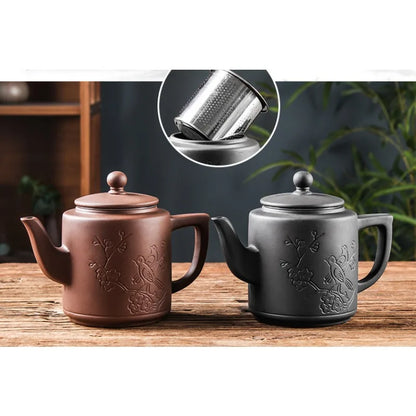 Yixing Zisha Pot Stainless Steel Strainer Teapot Large Capacity Flower Tea Single Pot Tea Cup Kettle Set Home 700ml Tea Maker