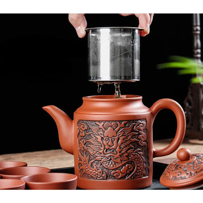 Yixing Zisha Pot Stainless Steel Strainer Teapot Large Capacity Flower Tea Single Pot Tea Cup Kettle Set Home 500ml Tea Maker
