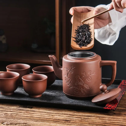 Yixing Zisha Pot Stainless Steel Strainer Teapot Large Capacity Flower Tea Single Pot Tea Cup Kettle Set Home 700ml Tea Maker