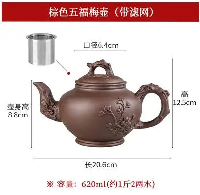 Yixing-Zisha Pot Stainless Steel Strainer Teapot, Large Capacity, Flower Tea, Single Pot, Tea Cup, Kettle Set, Home, 550ml